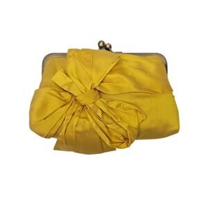 Davie & Chiyo Yellow Bow Clutch Purse With Kiss Lock Closure Spring Micro Bag